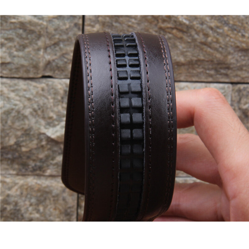 Cinto de couro genuíno real para homens, sem fivela automática, cintos designer, 3,5 cm de largura, alta qualidade