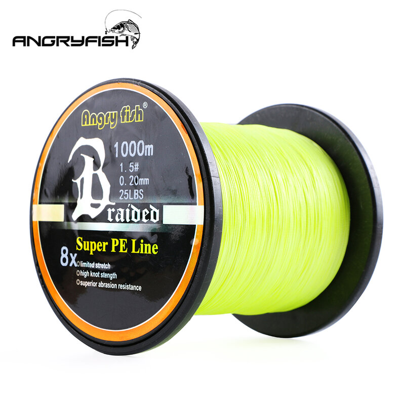 Angryfish Wholesale 1000Meters 8x Braided Fishing Line 8 Colors Super Multifilament PE Fishing Line for Saltwater Fishing