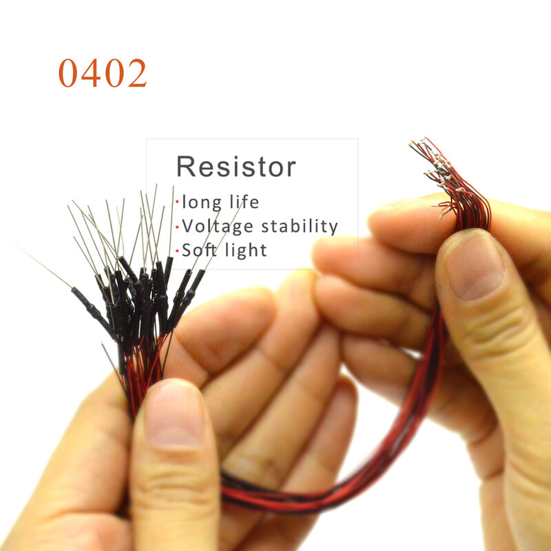Resistor SMD Wired Strip para Micro Model Train, Sand Table Iluminação, Layout de Cena, 1.5K, 0805, 1206, 0603, 0402, 12V