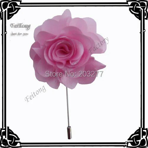 Alfileres de palo de flores rosas satinadas, 24 unids/lote, alfileres de solapa, 6 colores para su elección, envío gratis