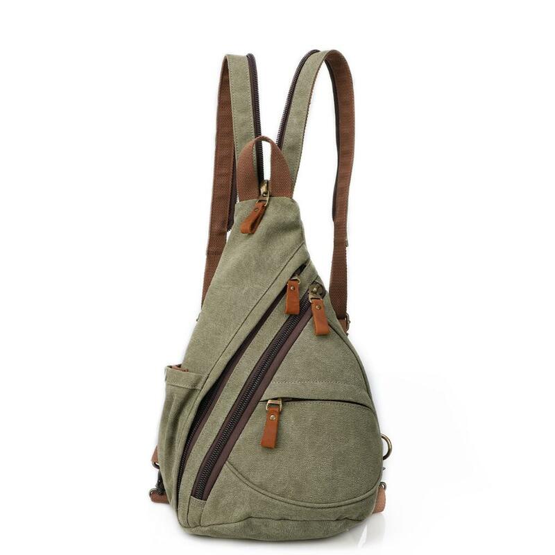 Men Women Casual Canvas Sling Bag Small Crossbody Shoulder Backpack Outdoor Cycling Hiking Travel Chest Bags