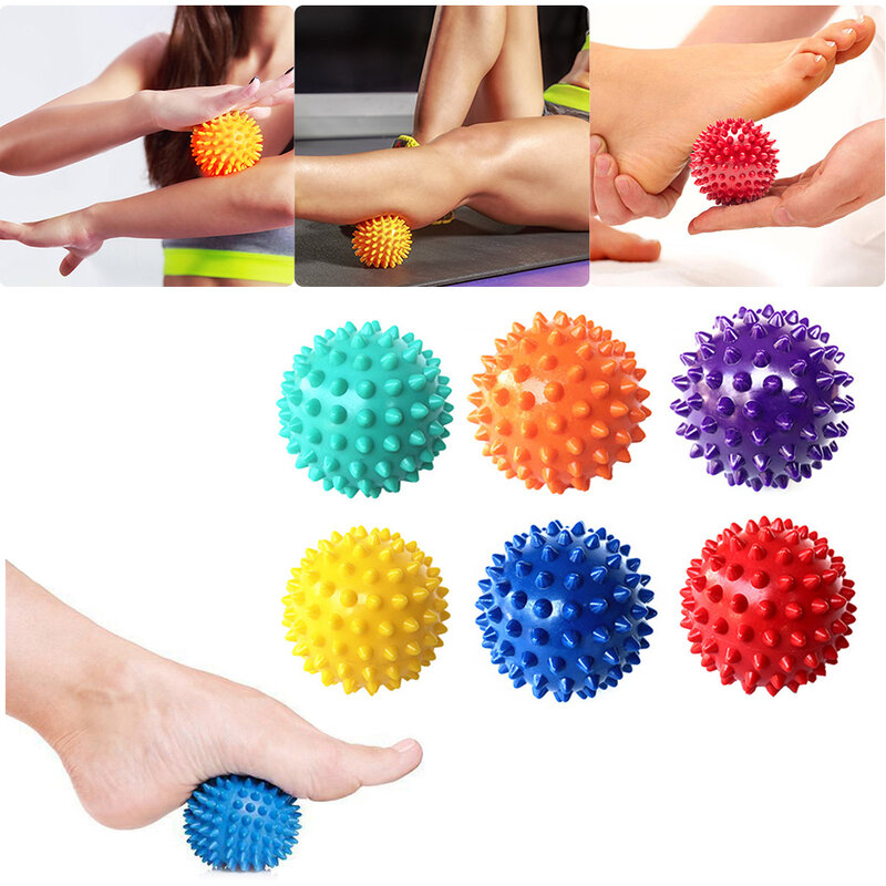 ทนทาน PVC Spiky Massage Ball Trigger Point กีฬาฟิตเนสมือเท้า Relief Plantar Fasciitis Reliever 6.5ซม.ลูกบอลออกกำลังกาย