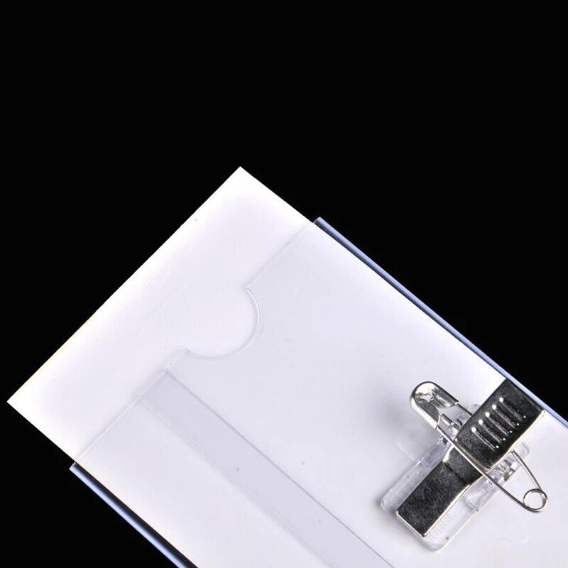20pcs/lot Thicken PVC Horizontal Style Badge Holder With Pin and Metal Clip Transparent School Office Badge Holders