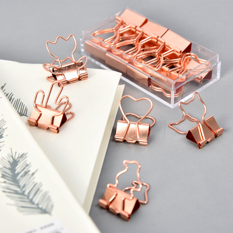 Rose Gold Love Heart Binder Clips Clip Swallow Tail Clip cute Office Accessories Binder Clips Metal Clips Accessories Office