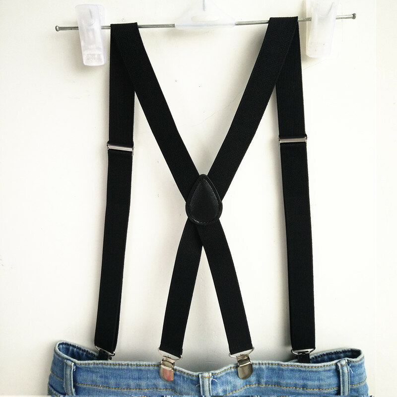 Cool Black Suspenders Men Women Strong Elastic Strap Adujutable Clips Children Suspender Braces Boys Gift  BD055