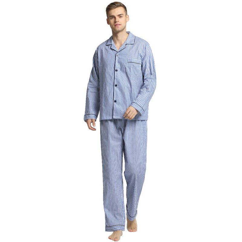 Tony & Candice piżama męska bielizna nocna 100% bawełna męska bielizna nocna z długim rękawem Sleep Lounge Casual męska koszula nocna miękki komplet piżamy