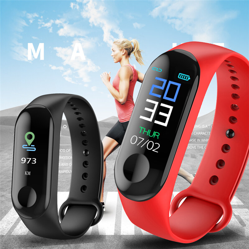 2019 New Color Screen Outdoor Fitness IP67 Waterproof Pedometer Sport Running Calorie Count Tracker Heart Rate Monitoring Watch