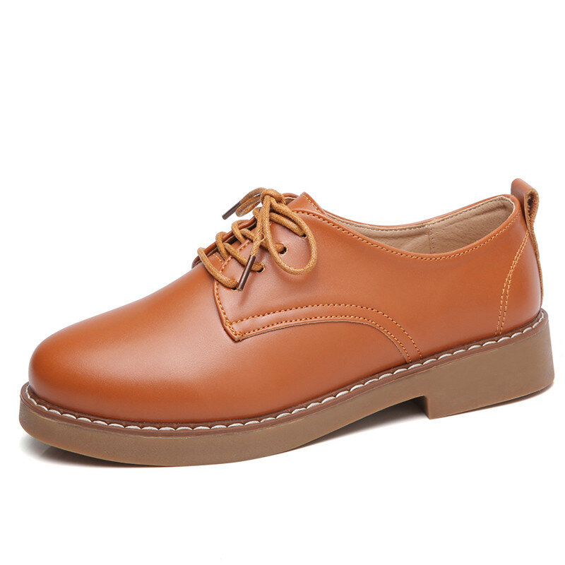 SNURULAN – chaussures en cuir véritable pour femmes, baskets plates décontractées à lacets, mocassins, Zapatos MujerE499