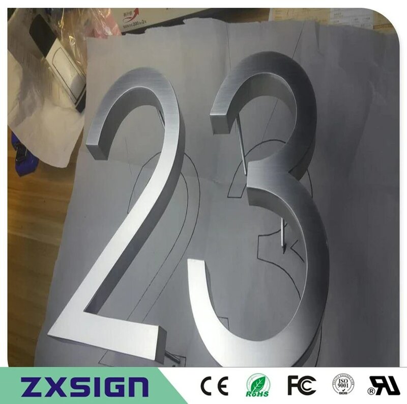 Factory Outlet Outdoor retroilluminato 304 # in acciaio inox LED Home Numbers Doorplate