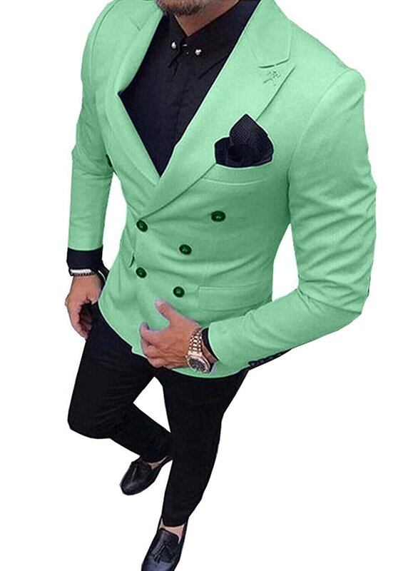 Abiti da uomo Slim Fit 2 pezzi giacca da sposo Business doppiopetto smoking Blazer abiti per la sera del ballo di nozze (Blazer + pantaloni)