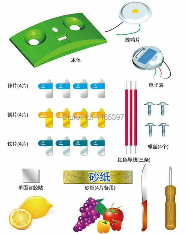 Teenage children kids scientific science educational models experimental toy materials fruit electric power generation experime