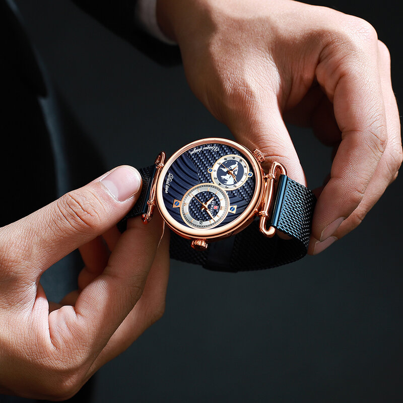 Награда мужские часы лучший бренд класса люкс полный стальной двойной циферблат кварцевые наручные часы мужские повседневные водонепрони...