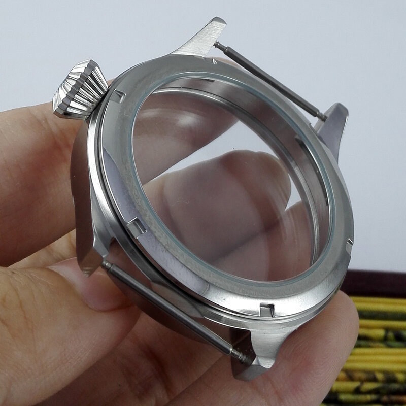 Caja de acero inoxidable para reloj, de 43mm cristal de zafiro, compatible con eta 6497 6498 ST 3600