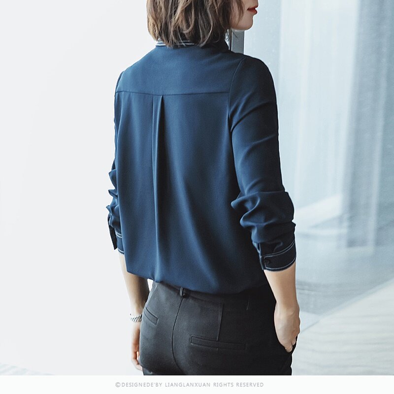 Blusa feminina manga comprida, plus size, moda coreana, mulheres, ol, escritório, tops e blusas femininas dd2083