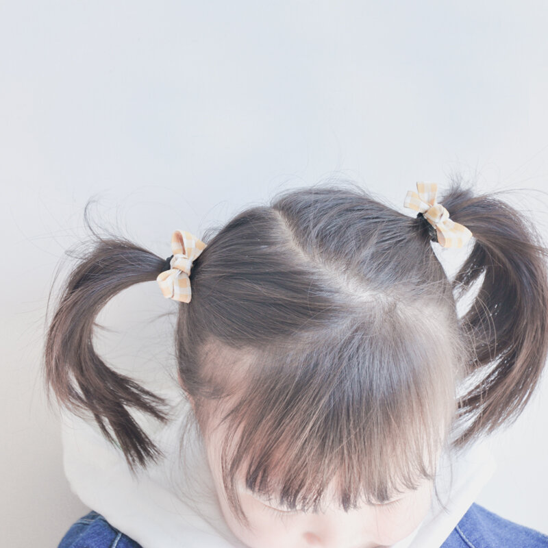 Faixa de cabelo xadrez para crianças, acessório para cabelo com elástico em 2 cores de contraste para meninas, anel de cabelo e rabo de cavalo