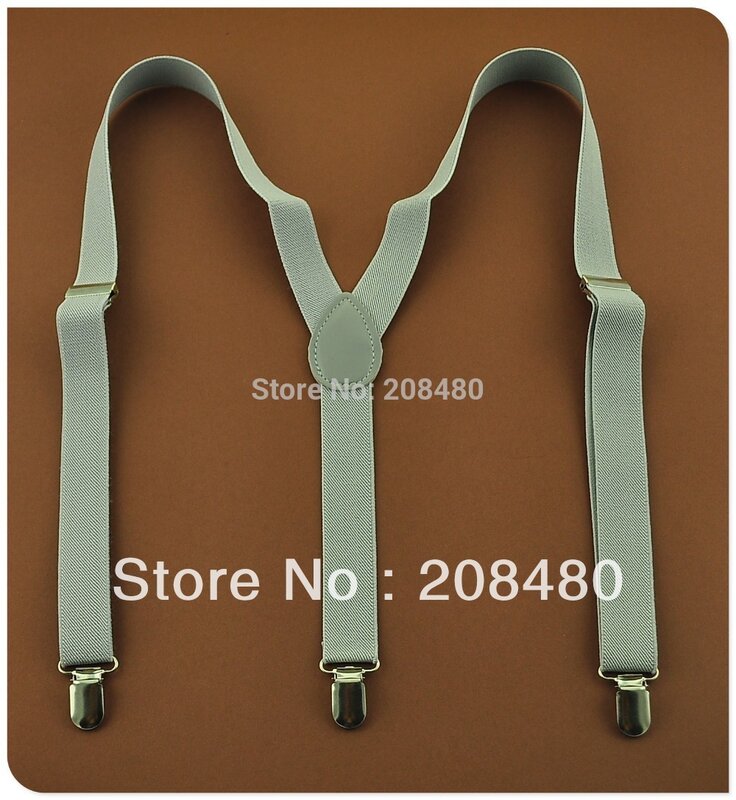 Szelki 2.5cm szerokości "jasnoszary" kolor Unisex Clip-on szelki elastyczne Slim szelki y-szelki sprzedaż hurtowa i detaliczna