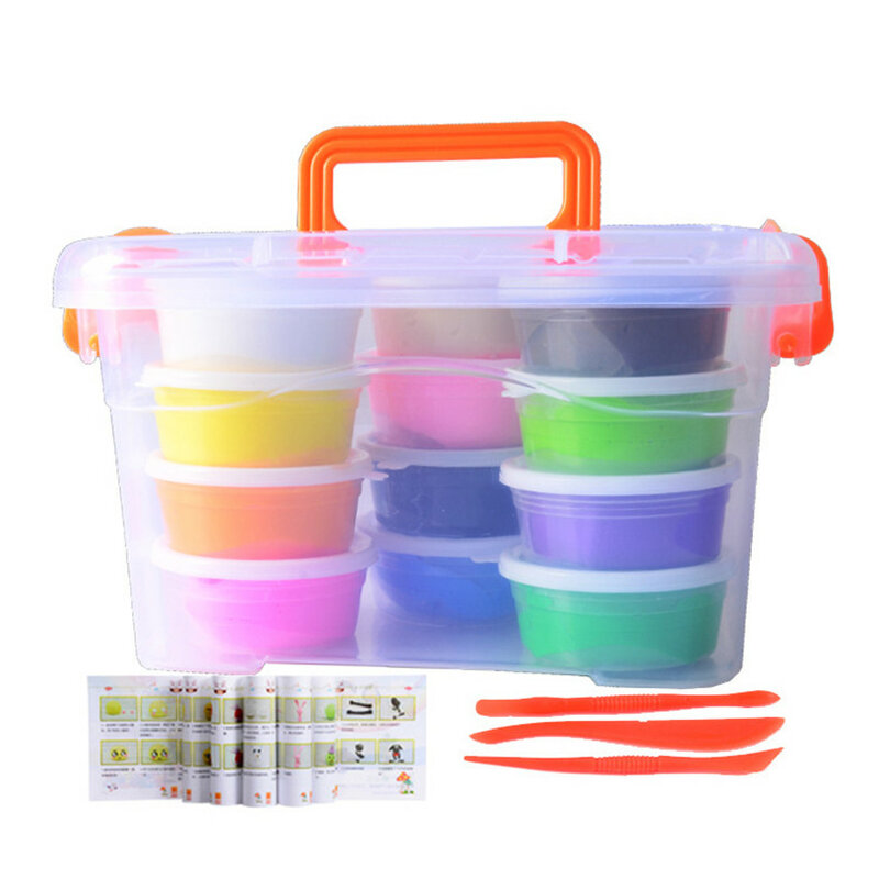 12/24/36 Warna Kering Slime Tanah Liat Set Box Mainan Anak Anak Bermain Adonan DIY Salju Plasticine Polimer tanah Liat Mainan