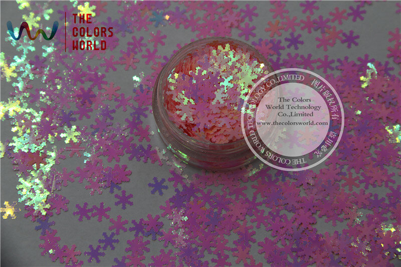 TCI18 Perlescente Iridescent Bianco con luce Rossa Colori fiocco di neve forma 6mm Formato glitter per nail Art o altri DIY decorazione