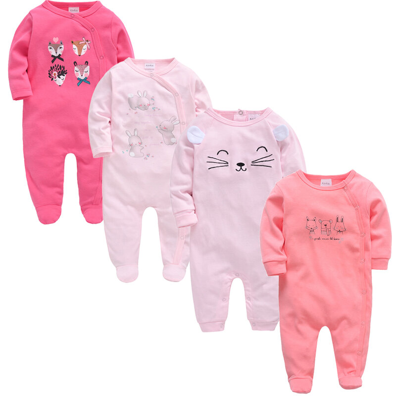 2022 3 4 pcs/lot Summer Baby Boy ropa de bebe Newborn Jumpsuit Long Sleeve Cotton Pajamas 0-12 Months Rompers Baby Clothes