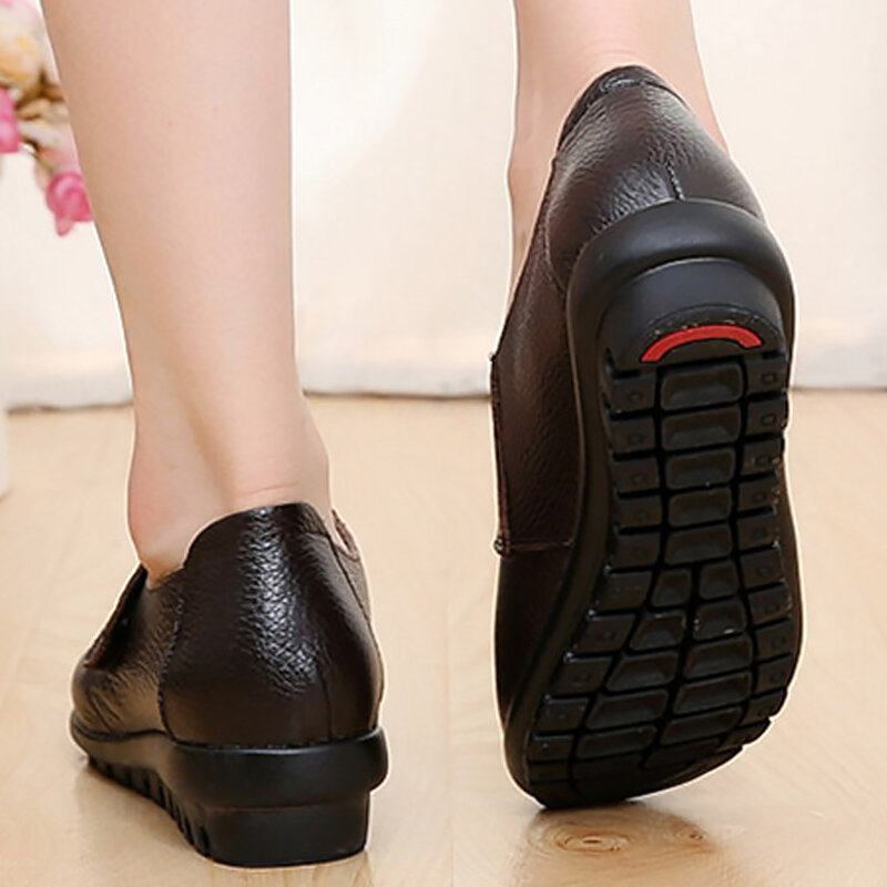 Женские туфли на плоской подошве из натуральной кожи, удобные весенне-осенние туфли-оксфорды на липучках, кожаные туфли, большие размеры 35-43...