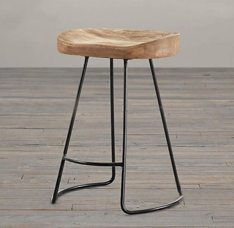 Американский Стиль страны твердой древесины барный стул высокий барный стул из дерева Железный барный стул Кофе стул