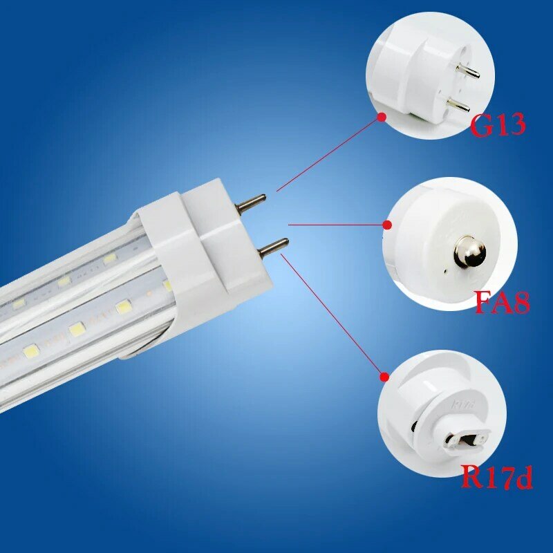 Toika 100pcs  60W 1800MM T8 V-Shape LED Tube Light  G13/FA8/ R17d High brightness clear cover, SMD2835 25LM/PC AC85-265V