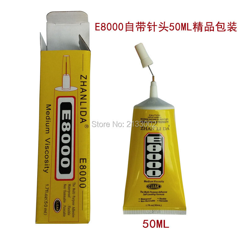高品質E8000接着剤50ミリリットル多目的接着性エポキシ樹脂diyジュエリー修正タッチ接着剤