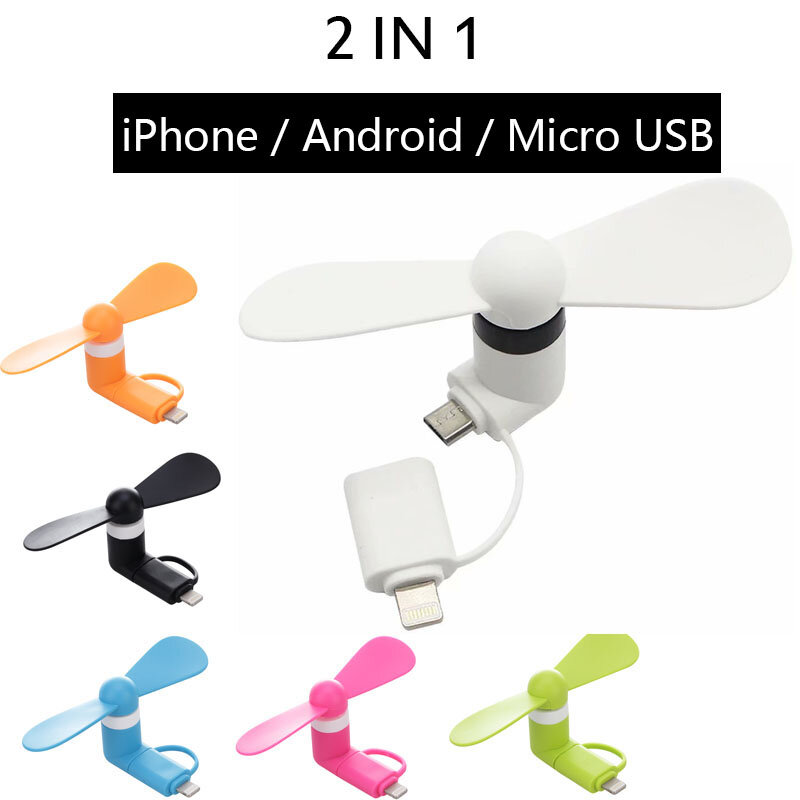 Portable 2 In 1 Mini soft phone Fan for Iphone Android Micro Hanldheld Cooling Cellphone Fan Cooler Mobile phone summer USB Fans