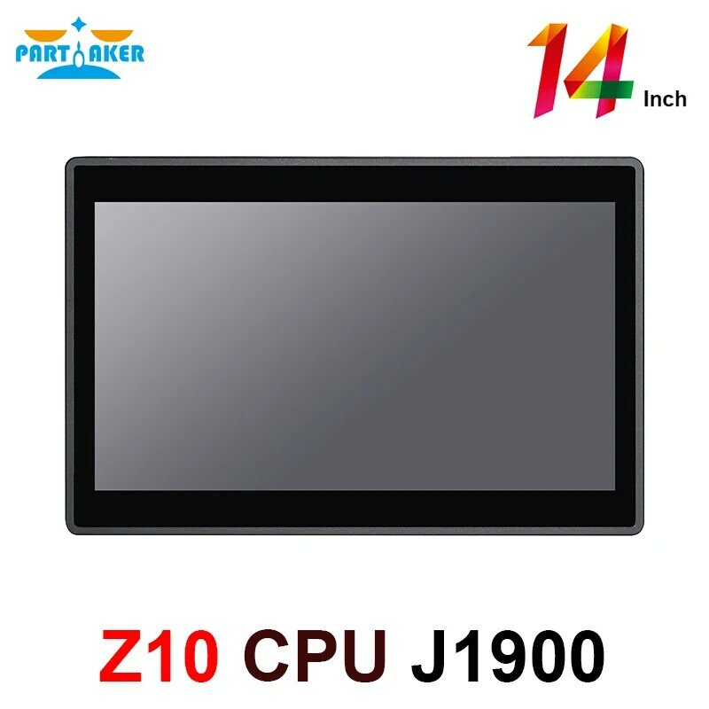 14 นิ้วแผง PC 10 จุด fanless Capacitive Touch อุตสาหกรรม All In One PC Intel Quad Core J1900 windows Linux