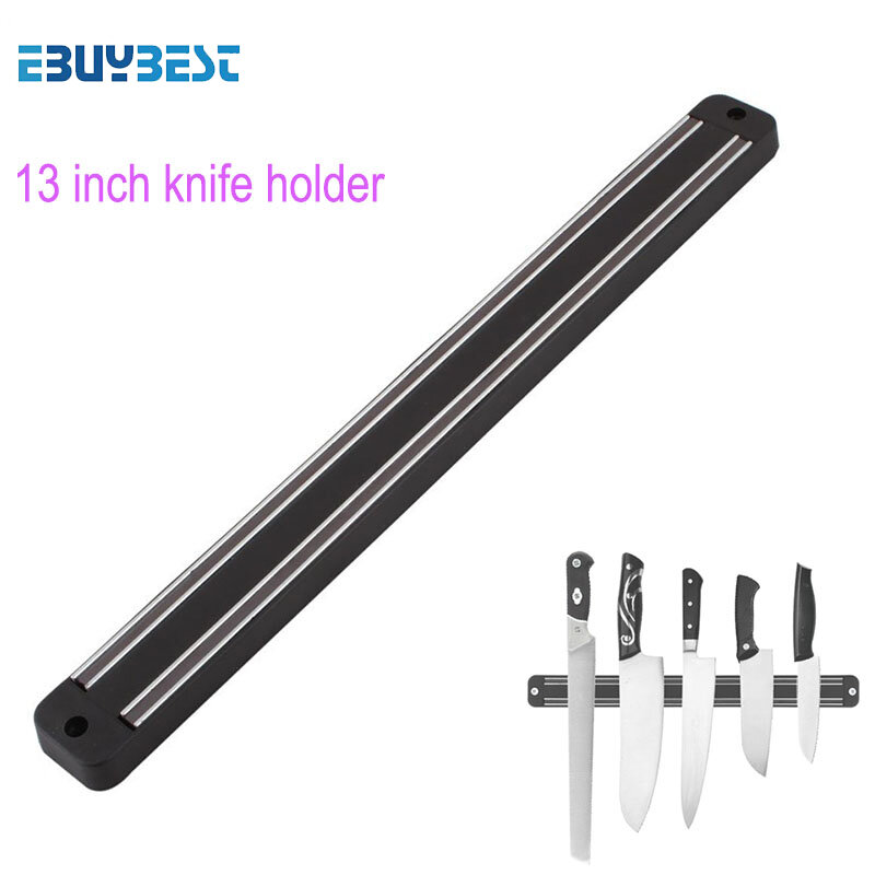 Магнитный держатель ножей с креплением на стену, черная ножевая рама 13 дюймов, АБС-пластик, ножедержатель для металлических ножей