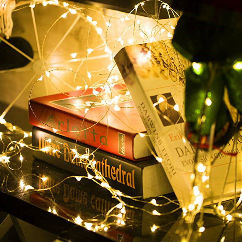 1 متر 2 متر 5 متر جارلاند ديكور ضوء الأسلاك النحاسية CR2032 بطارية تعمل عيد الميلاد الزفاف ديكور حفلات LED سلسلة الجنية أضواء