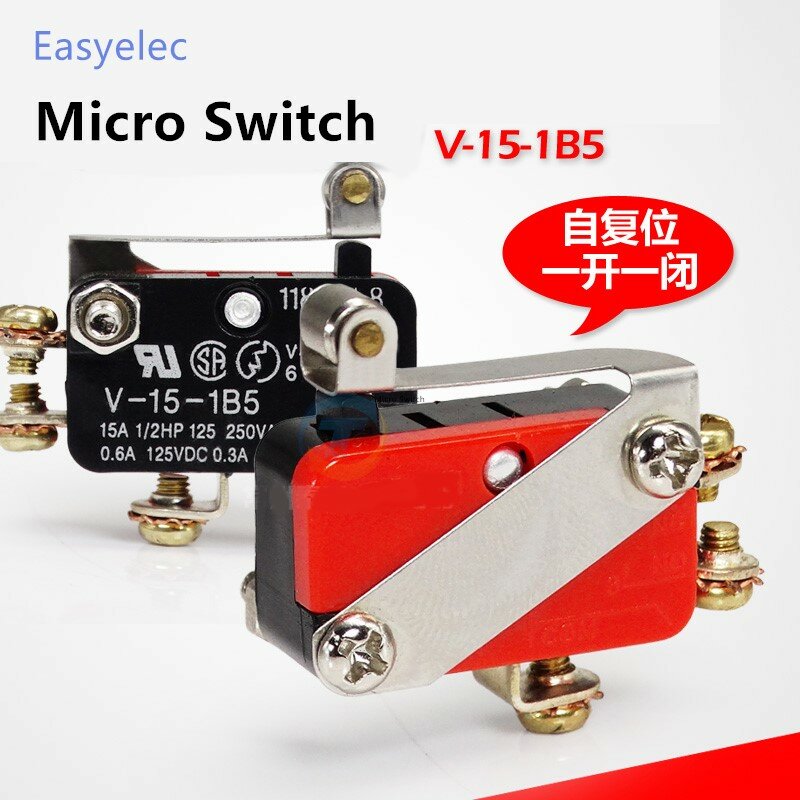 Mini micro interruptor limitado interruptor momentâneo 1no 1nc V-15-1B5 220v