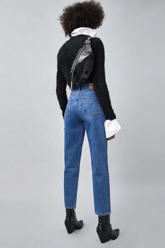 Withered 2019 jeans woman high street vintage sky blue boyfriend denim pants harem jeans momo jeans high waist jeans plus size