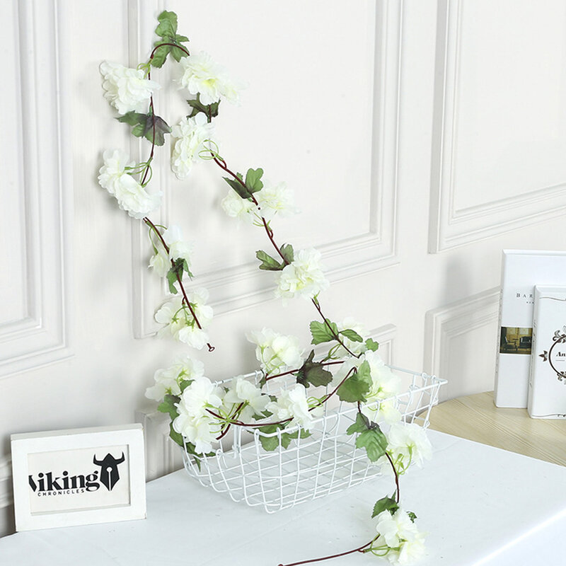 2.3M Artificial Cherry Blossom Flowers Wedding Garland Ivy Decoration Fake Silk Flowers Vine for Party Arch Home Decor String