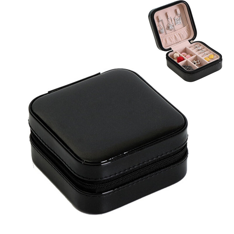 Jewelry Box Portable Storage Organizer Earring Holder Zipper Women Jewelry Display Travel Case