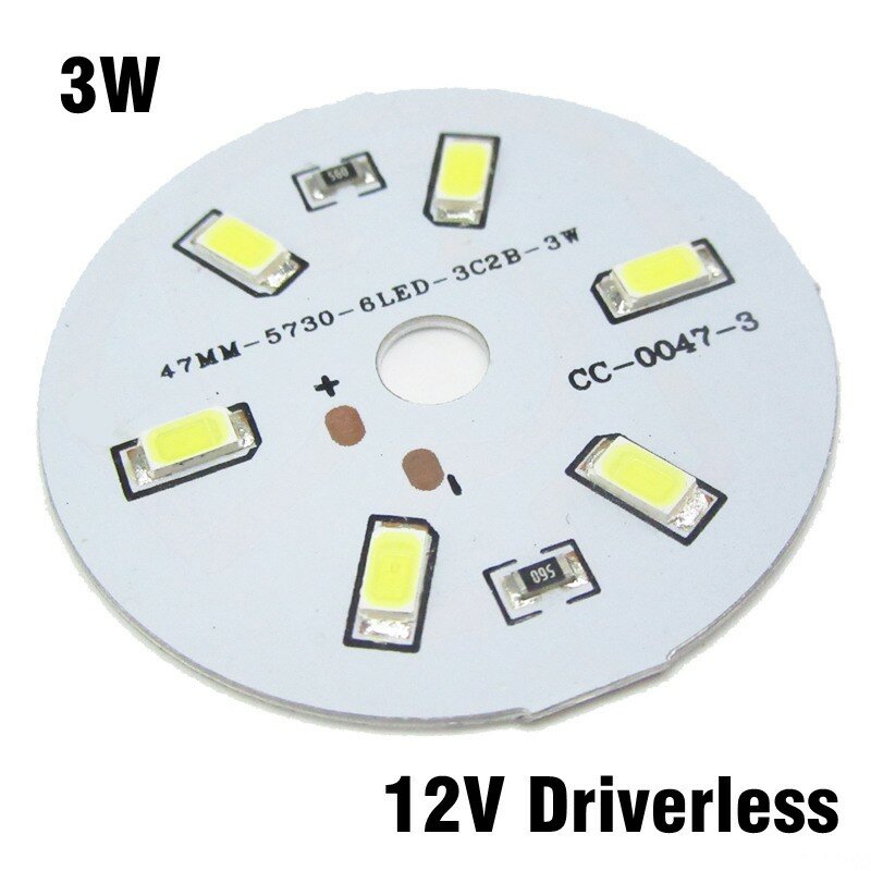 Placa de lámpara de 12v, 3W, 5W, 7W, 9W, 12W, 15W, 21W, no es necesario conectar el controlador, panel de lámpara Blanco/blanco cálido 5730 SMD, 50 Uds.