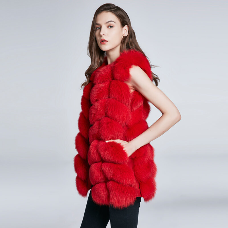 JKP 100% gilet di pelliccia di volpe naturale donna cappotto di moda di alta qualità cappotti di pelle femminile gilet soffice gilet giacca lunga HWM-70C