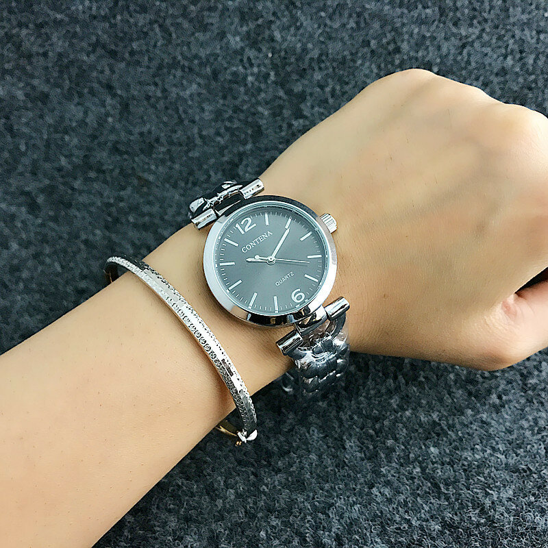 Contena moda na co dzień luksusowe diamenty kobiety zegarki na rękę dżetów panie sukienka zegarek nowy kobieta zegar