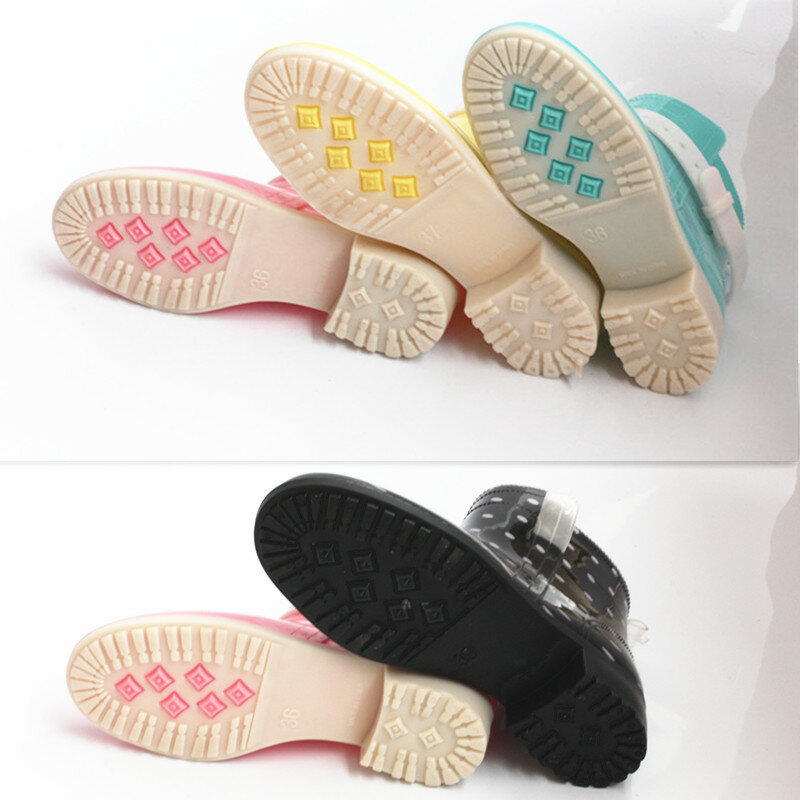 Недорогие женские осенне-зимние модные резиновые ботинки мартинсы для дождя, водонепроницаемые Нескользящие желейные ботинки в горошек