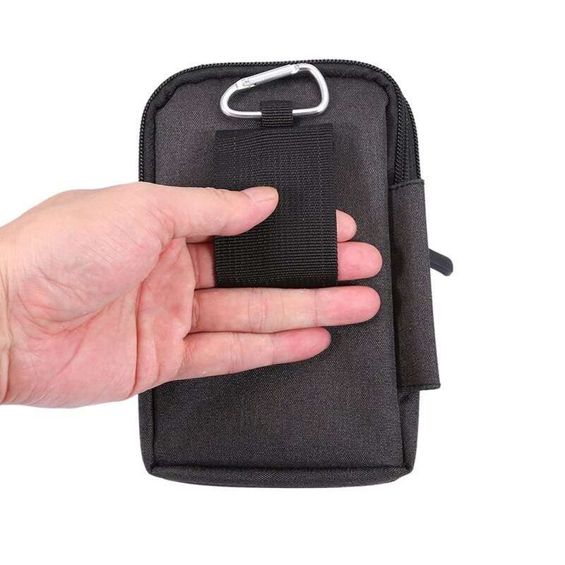 Fixed Belt Bag Waist Pack Canvas Outdoor Phone Waist Bag Storage Wallet Card Organize Fanny Pack With Locking Hook Zipper Pouch