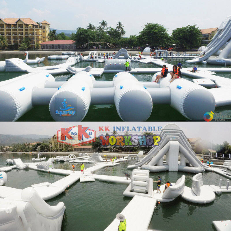 Parque aquático inflável de aventura personalizado em pvc forte padrão europeu 0.9mm