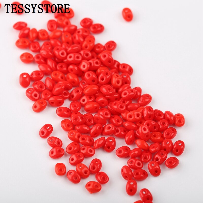 10g/lot 2.5x5mm Czech Double-hole Glass Beads Colored Oval Glass Beads For Jewelry Making Necklace Bracelet Handmade Accessories