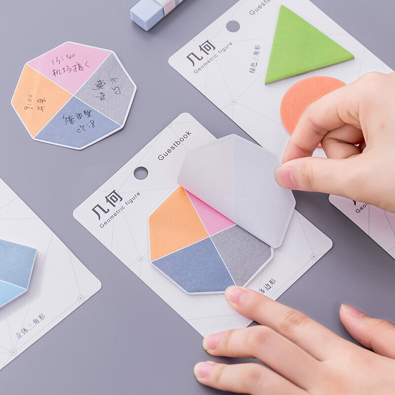 Bloc de notas de colores con forma geométrica kawaii, 1 unidad, papelería coreana, suministros escolares, pegatinas de planificador
