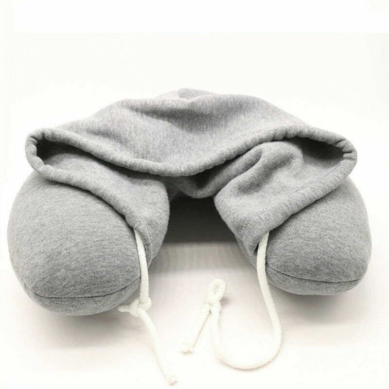 Soft Comfortable Hooded Neck Travel Pillow U Shape Airplane Pillow with Hoodie