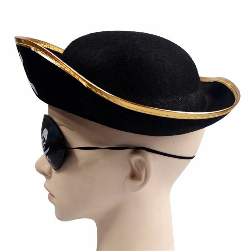 Tri Corner Pirate Hat - Three Cornered Buccaneer Costume Accessory Hat