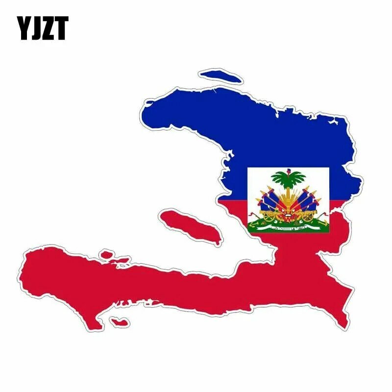 YJZT 15.8CM*12CM Funny Haiti Flag Car Styling Map Decal PVC Car Sticker 6-1190