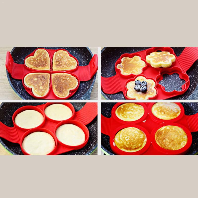 Fabricant de crêpes en Silicone fabricant d'anneau d'oeufs antiadhésif facile fantastique oeuf omelette moule Gadgets de cuisine outils de cuisson 2018 nouveau 40