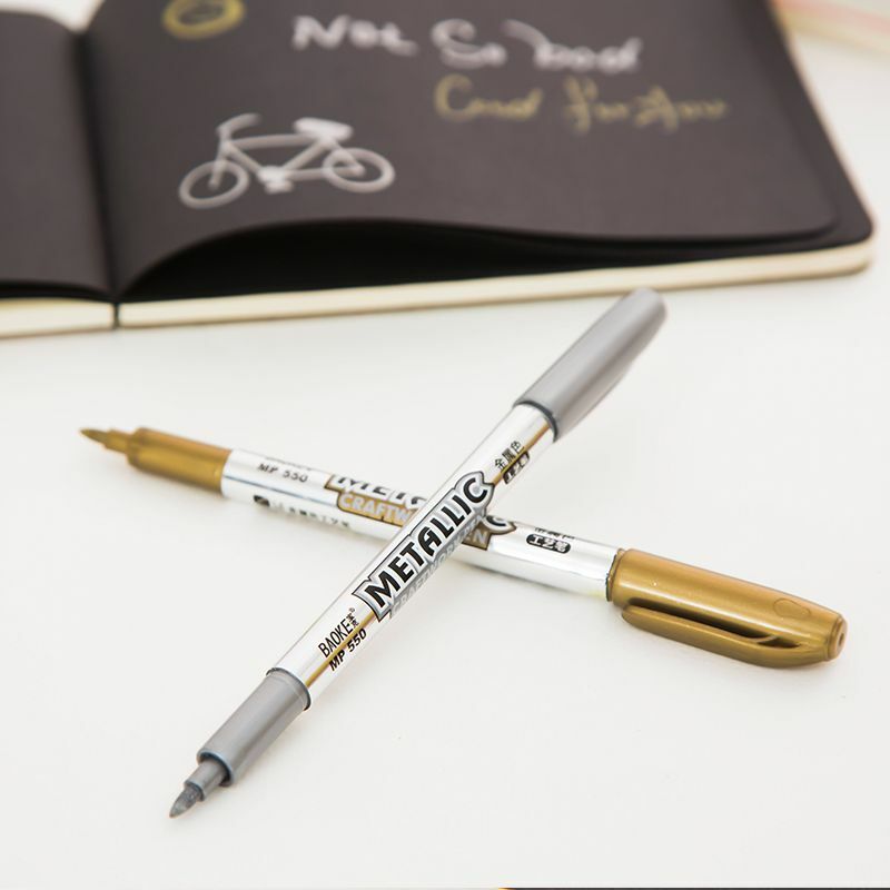 크리에이티브 문구 금속 컬러 공예 펜, 금색 및 은색 페인트 펜, 1.5mm 아트 마커