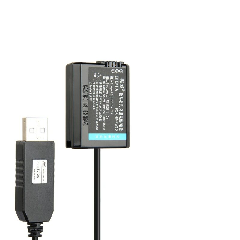 USB NP-FW50 Dummy Battery AC-PW20 DC Coupler Power Adapter for Sony Alpha a7 a7S a7II a7R A6400 A6000 A6500 A6100 A6300 ZV-E10