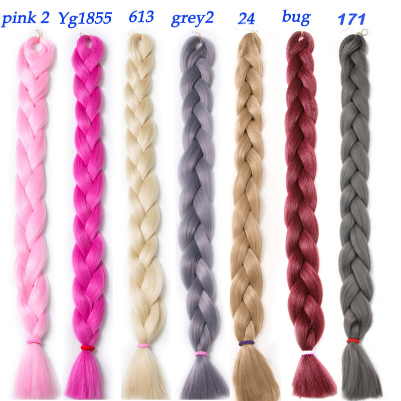 VERVES-extensiones de cabello trenzado de 100 cm de largo, trenzas Jumbo sintéticas plegadas, 165g por pieza, Color marrón, Negro, Rosa
